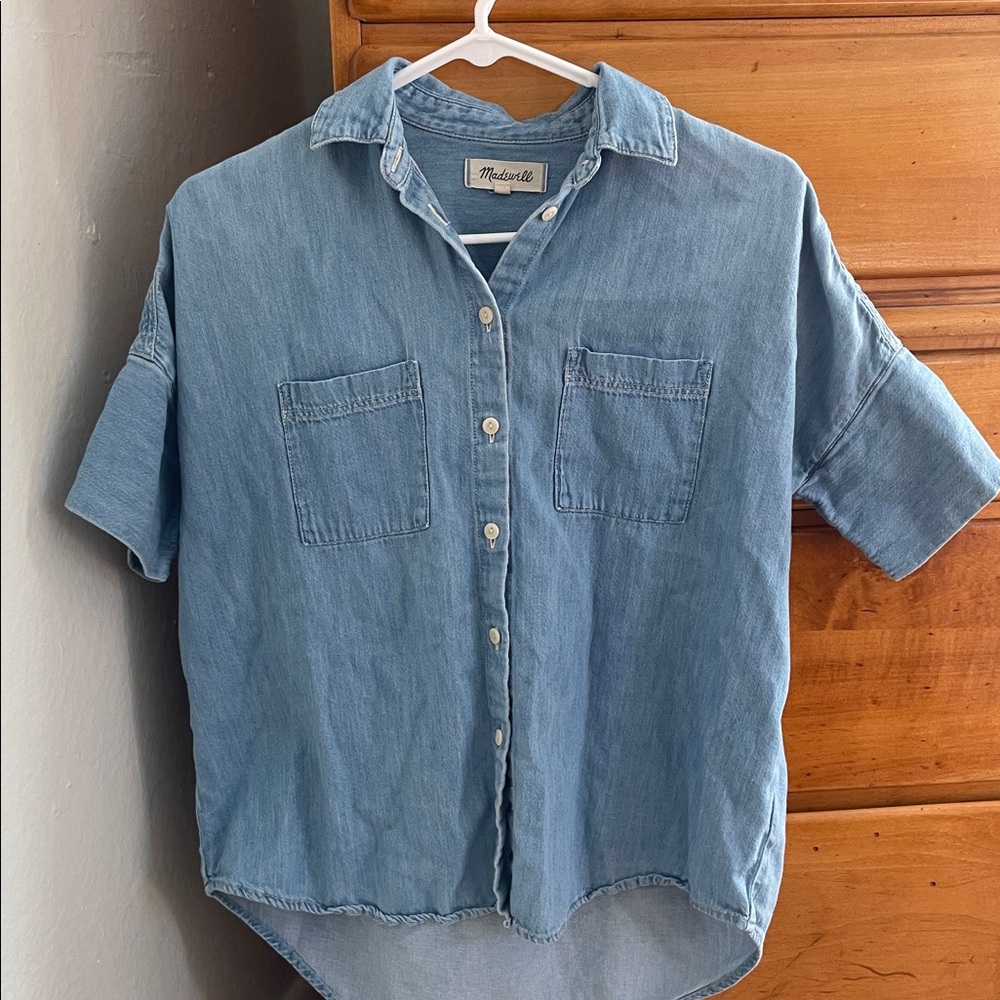 MADEWELL Denim Short Sleeve Button Down Shirt Size XXS